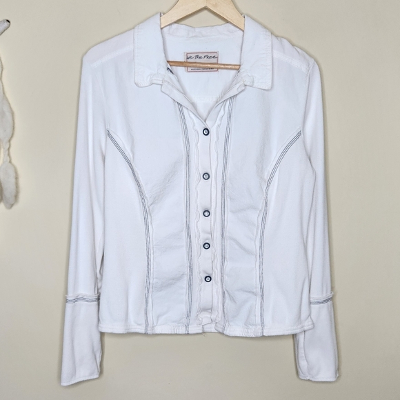 Free People We The Free Tiny Woven Top in White Large - Picture 4 of 10